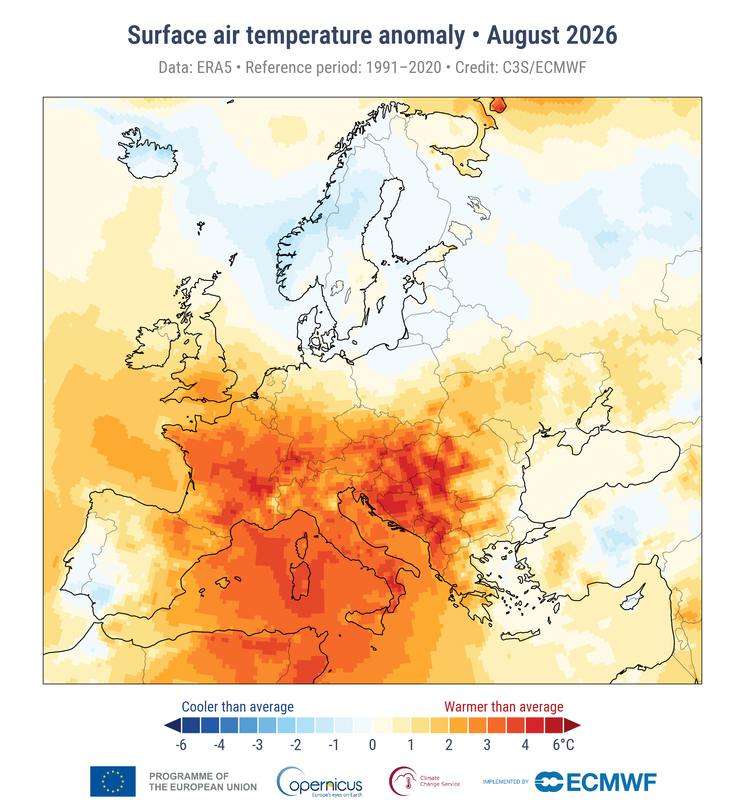 Copernicus: Agosto 2026 il mese più caldo di sempre, nell’estate boreale più calda